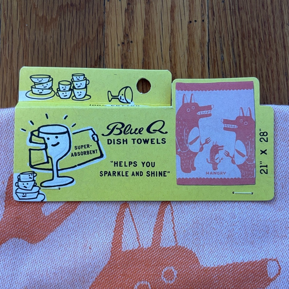 Blue Q Pink and Orange Hangry Tea Towel - Picture 2 of 4